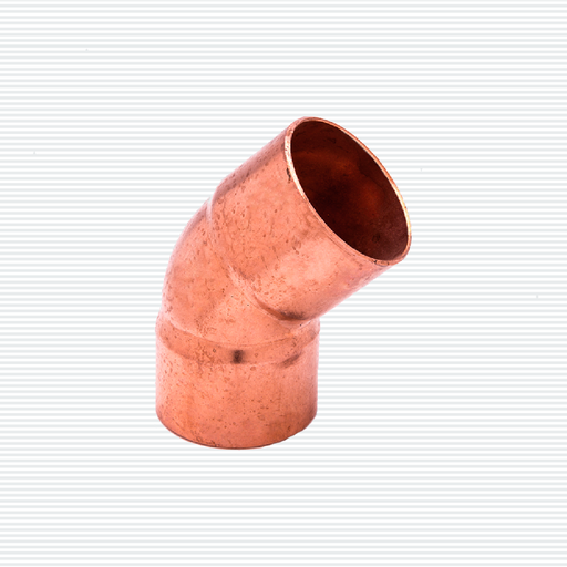 CODO 45° SOLDABLE DE COBRE: Codo de cobre con ángulo de 45°; ideal para sistemas de tuberías.