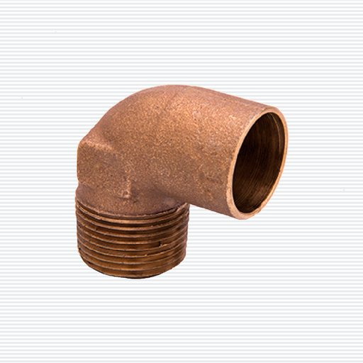 CODO 90° SOLDABLE CON CUERDA EXTERNA DE COBRE: Codo de cobre con rosca externa; instalaciones versátiles.