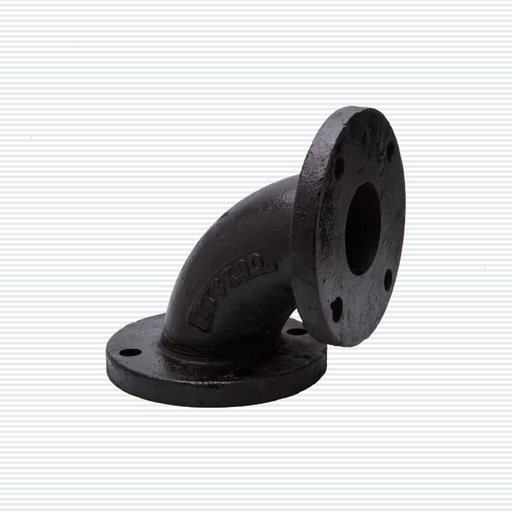 CODO 90° BRIDADO DE FIERRO FUNDIDO: Codo de fierro fundido con brida; conexiones fuertes y estables.