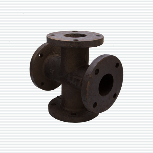 CRUZ BRIDADA DE FIERRO FUNDIDO: Cruz bridada de fierro fundido con detalles ornamentales y resistencia estructural. Asegura conexiones duraderas en sistemas que requieren componentes robustos.