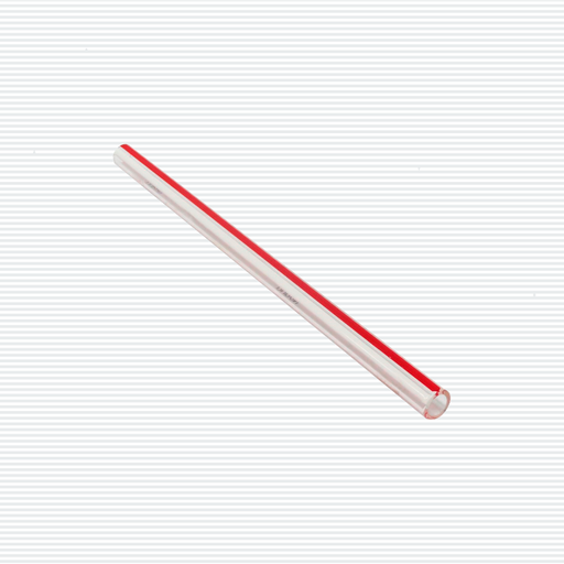 Tubo para Nivel Línea Roja; Tubo transparente con línea roja para una fácil medición del nivel. Diseñado para una instalación sencilla en equipos y tanques. Perfecto para aplicaciones que requieren precisión en la medición de líquidos. [Imagen del producto con fondo blanco]